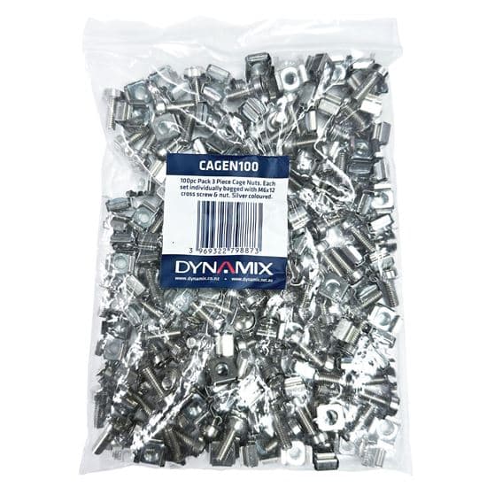 Dynamix DYNAMIX 100pc Pack, 3 Piece Cage Nut, Silver, M6, Supplied loose CAGEN100