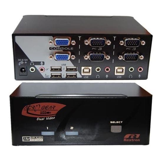 Rextron REXTRON Dual View 2 Port VGA/USB KVM Switch with Audio. KADG122