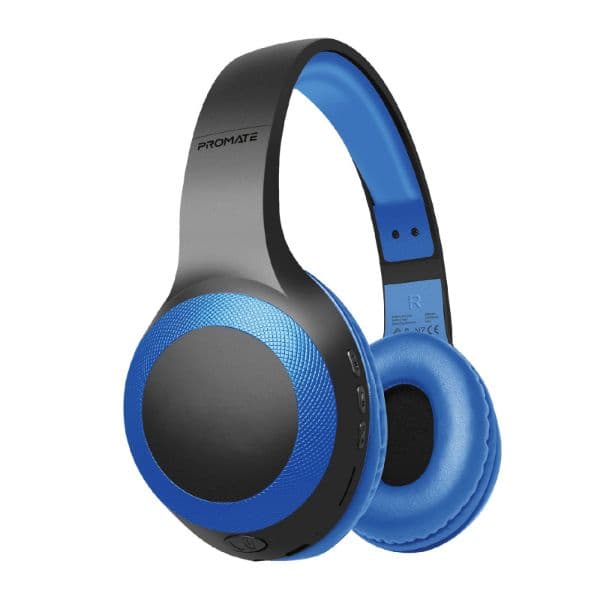Promate Deep Base Bluetooth V5.0 Wireless Over-Ear Headphones. Up To 5 Hours Playback LABOCA-BL