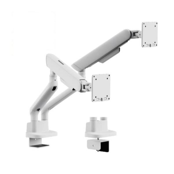 Brateck 17"-35" Elite Dual Screen Mechanical Spring Monitor Arm. Max Load 2x 11Kgs, White LDT118-C024-W