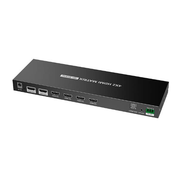 Lenkeng 4-In-2-Out HDMI Matrix Switch Supports 4096x2160@60Hz HDR RSR-232, Remote Control LKV422
