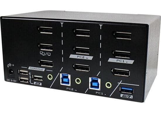 Rextron REXTRON 2 Ports 8K Triple Monitor DisplayPort 1.4 KVM Switch With PAAG-E3132B