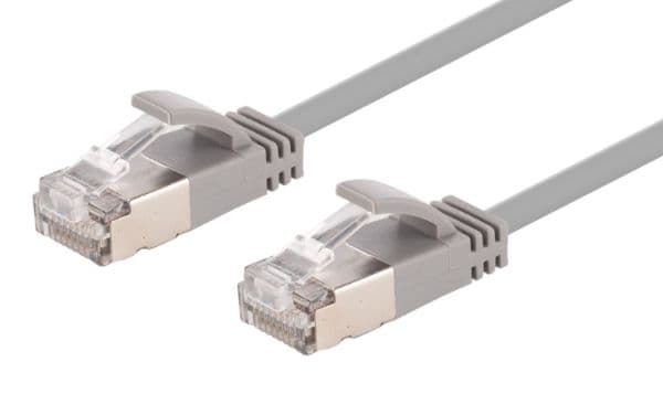 Dynamix 0.25m Cat6A S/FTP Grey 10G LSZH Patch Lead 34AWG 802.3af Shielded Plug. PLSSGY-C6A-0-25