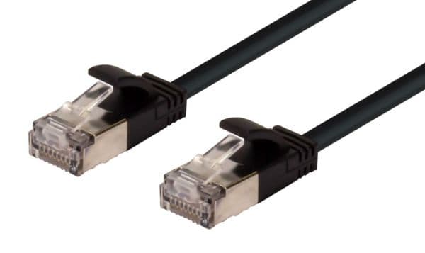 Dynamix 2m Cat6A S/FTP Black 10G Patch Lead 34AWG 8023af Shielded Plug. PLSSK-C6A-2