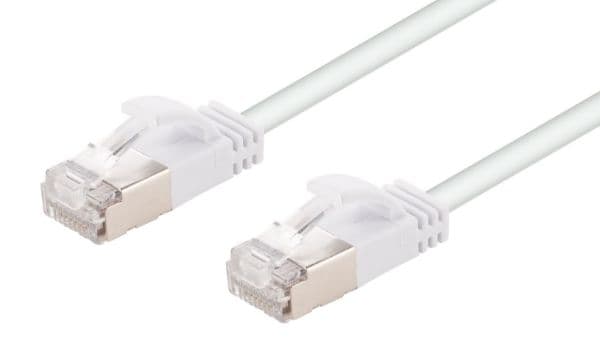 Dynamix 0.25m Cat6A S/FTP White 10G LSZH Patch Lead 34AWG 802.3af Shielded Plug. PLSSW-C6A-0-25