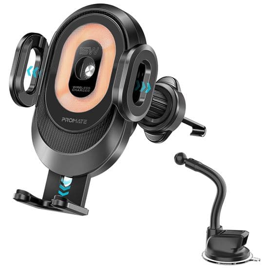 Promate PROMATE 15W Transparent Auto Clamping Wireless Charging Car POWERMOUNT-2