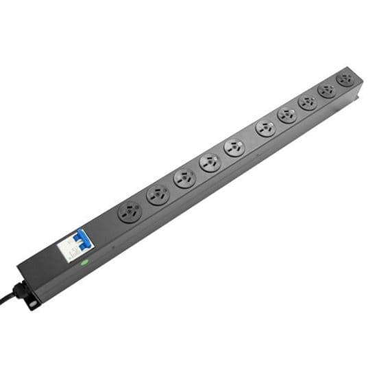 Dynamix DYNAMIX 10 Outlet Vertical Power Rail (10A) with 6kA C-Curve MCB RPR-10VMCB