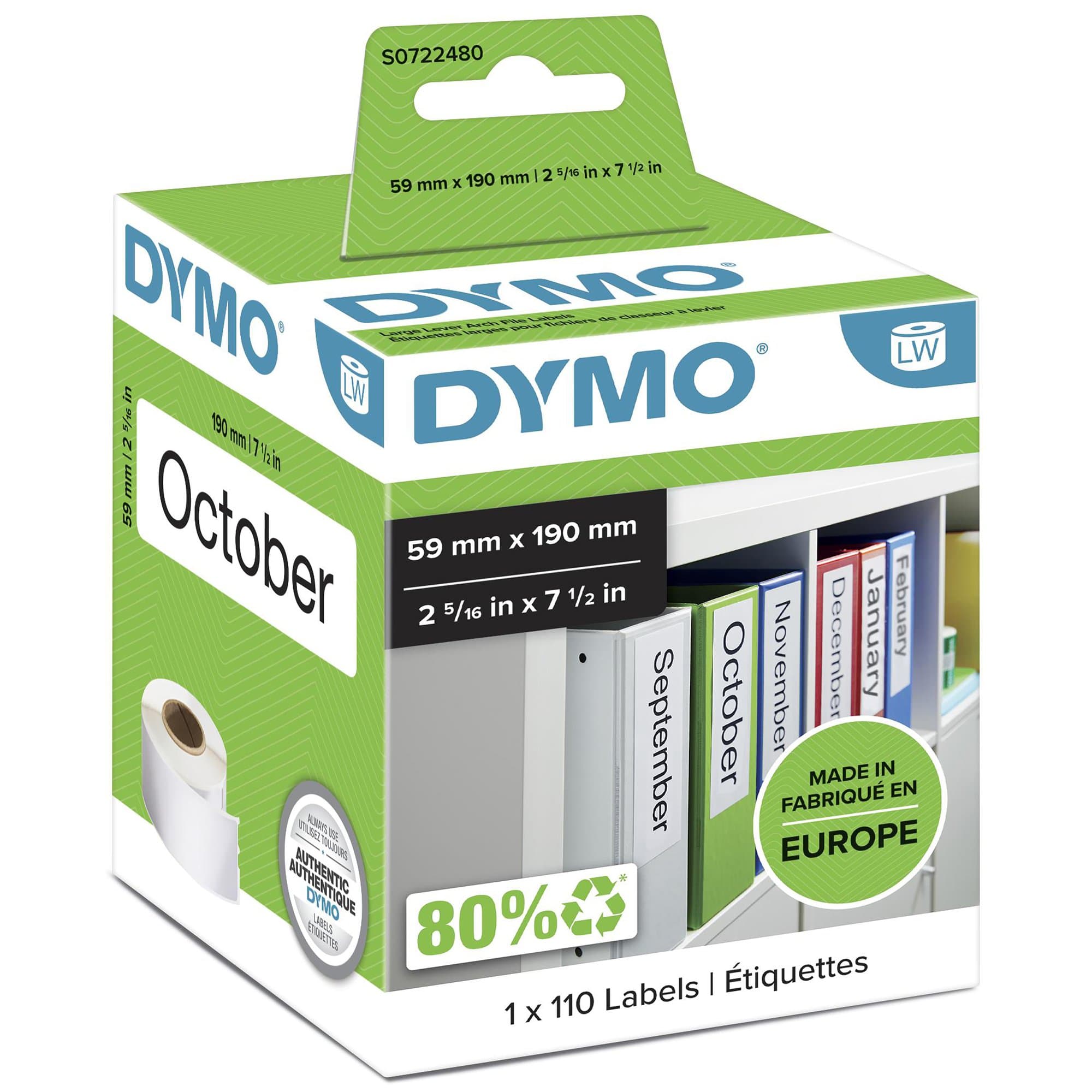 Dymo DYMO Genuine LabelWriter Lever Arch File Labels 59mm x 190mm S0722480
