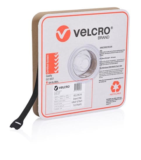 Velcro VELCRO One-Wrap 25mm x 300mm Pre-sized Ties. 75 Ties per Roll. VEL20016