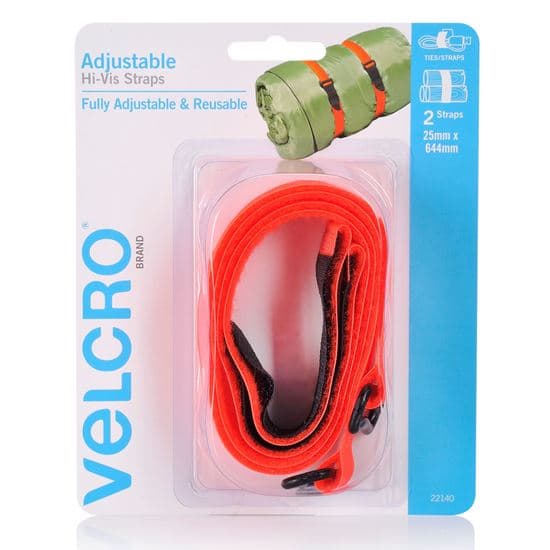 Velcro VELCRO Brand 25mm x 644mm 2 Pack Adjustable & Reusable Hi-Vis Straps VEL22140