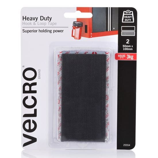Velcro VELCRO Brand 50mm x 100mm Heavy Duty 2 Pack Hook & Loop Tape. VEL25554