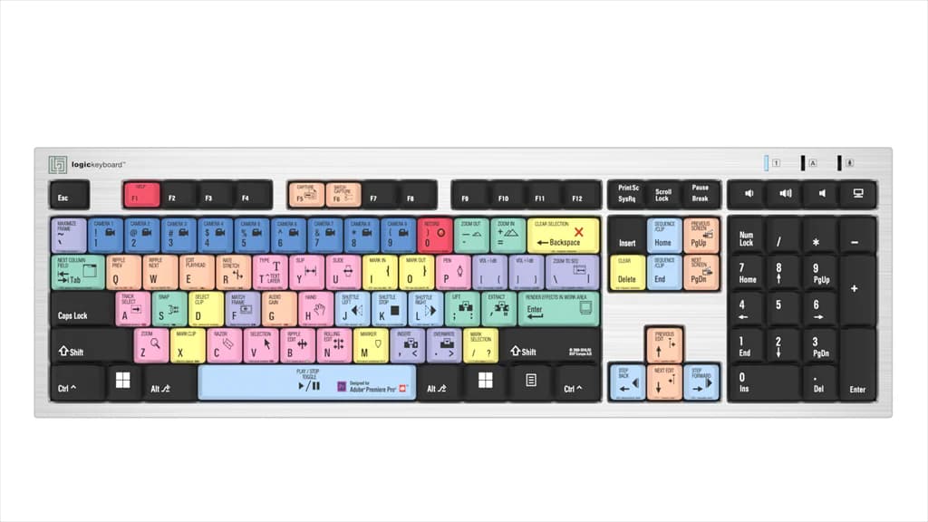 LogicKeyboard Slimline Keyboard for Adobe Premiere Pro CC - Silver 397191