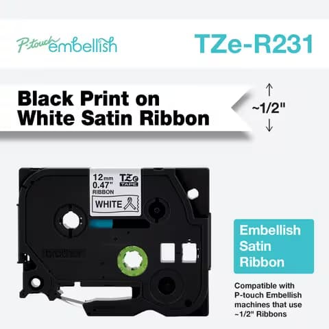 Brother TZER231 Black on White Ribbon Tape 12MM 403231