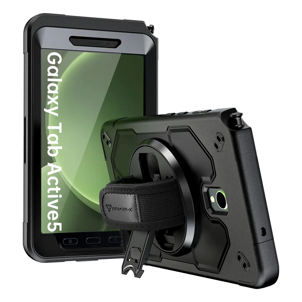 Armor-X RainProof Military Grade Rugged Tablet Case With Hand Strap & Kick-Stand for Samsung Galaxy Tab Active 5 8"" Tablet 507734
