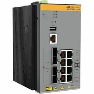 Allied Telesis AT-IE340-12GP/C-980 8x 10/100/1000T- 4x 100/1000X SFP- Industrial Ethernet- Layer 3 Switch- PoE+ Support- Conformal Coating (TAA compliant) 512074