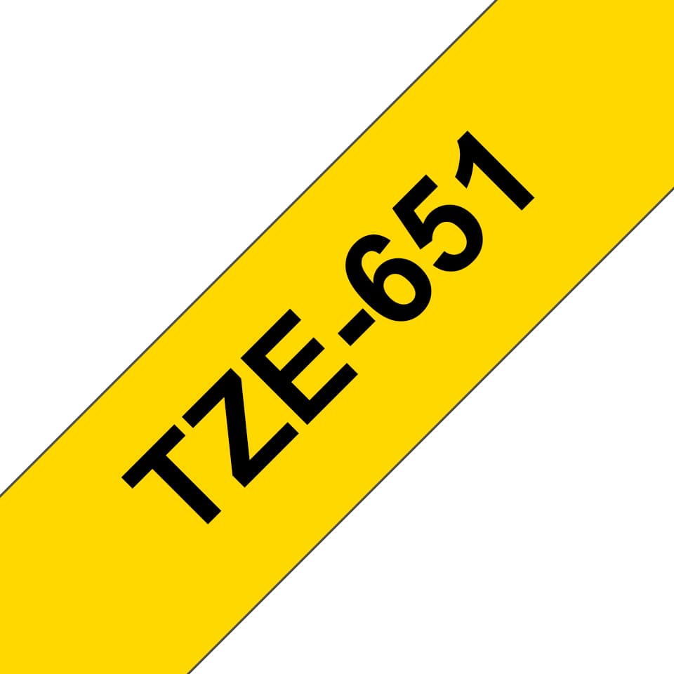 Brother Brother TZe-651 24mm x 8m Black on Yellow Tape TZE651