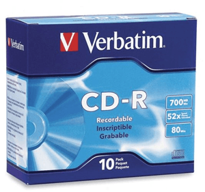 Verbatim Verbatim CD-R 700MB 52x 10 Pack with Slim Cases MV107