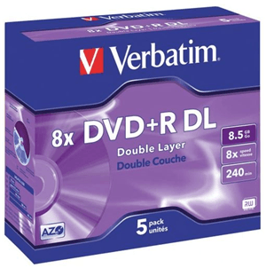 Verbatim Verbatim DVD+R DL 8.5GB 10x 5 Pack with Jewel Cases MV383