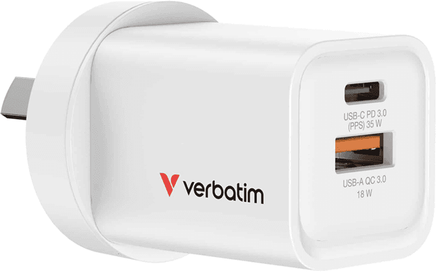 Verbatim Verbatim 35W GaN Charger with 1x USB-C and 1x USB-A VCA1249