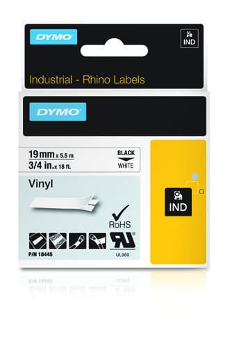 Dymo DymoRhino Blk on Wt 19mm Tape DY18445