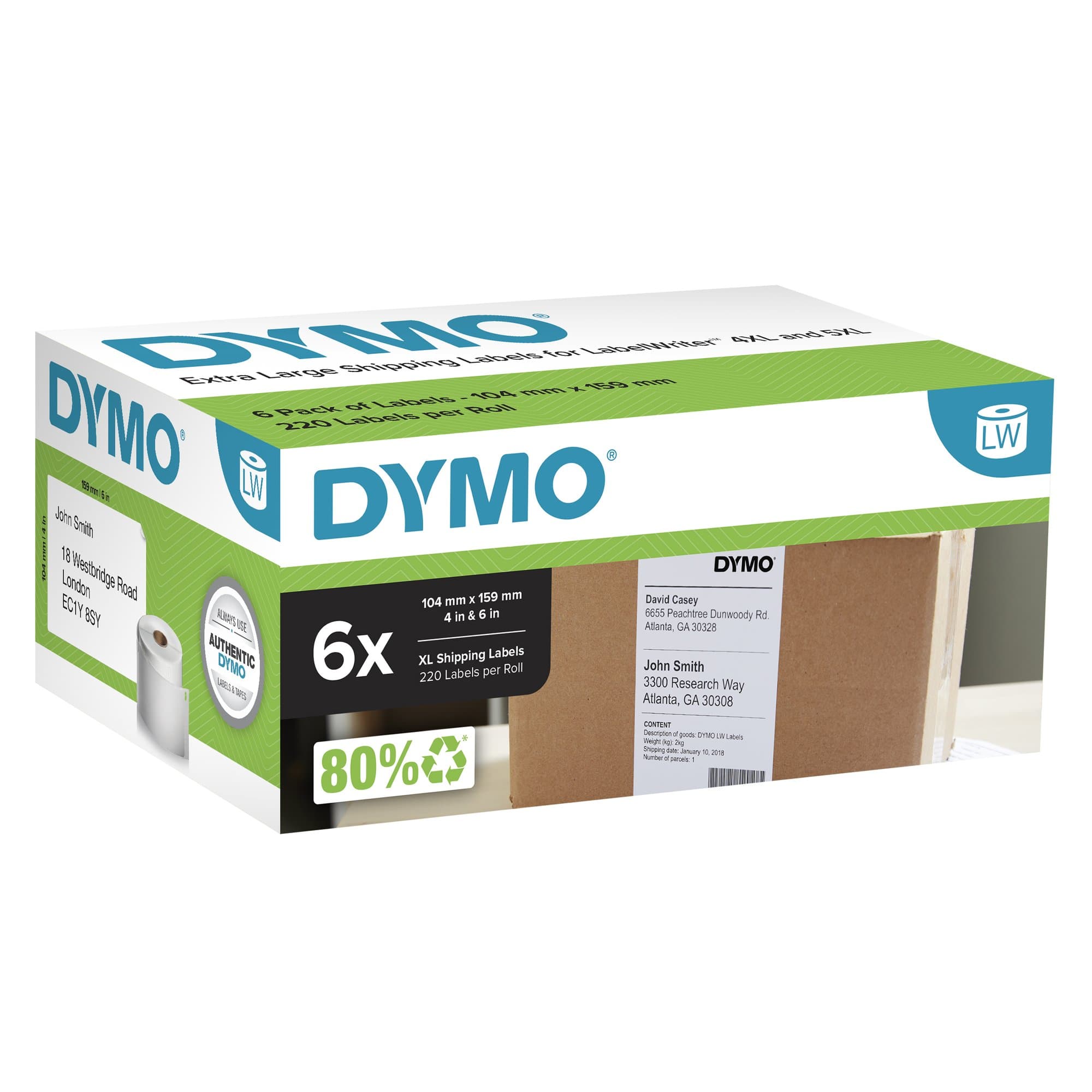 Dymo DY LW Shp Lbl 104x159mm Pk6 DY2128307