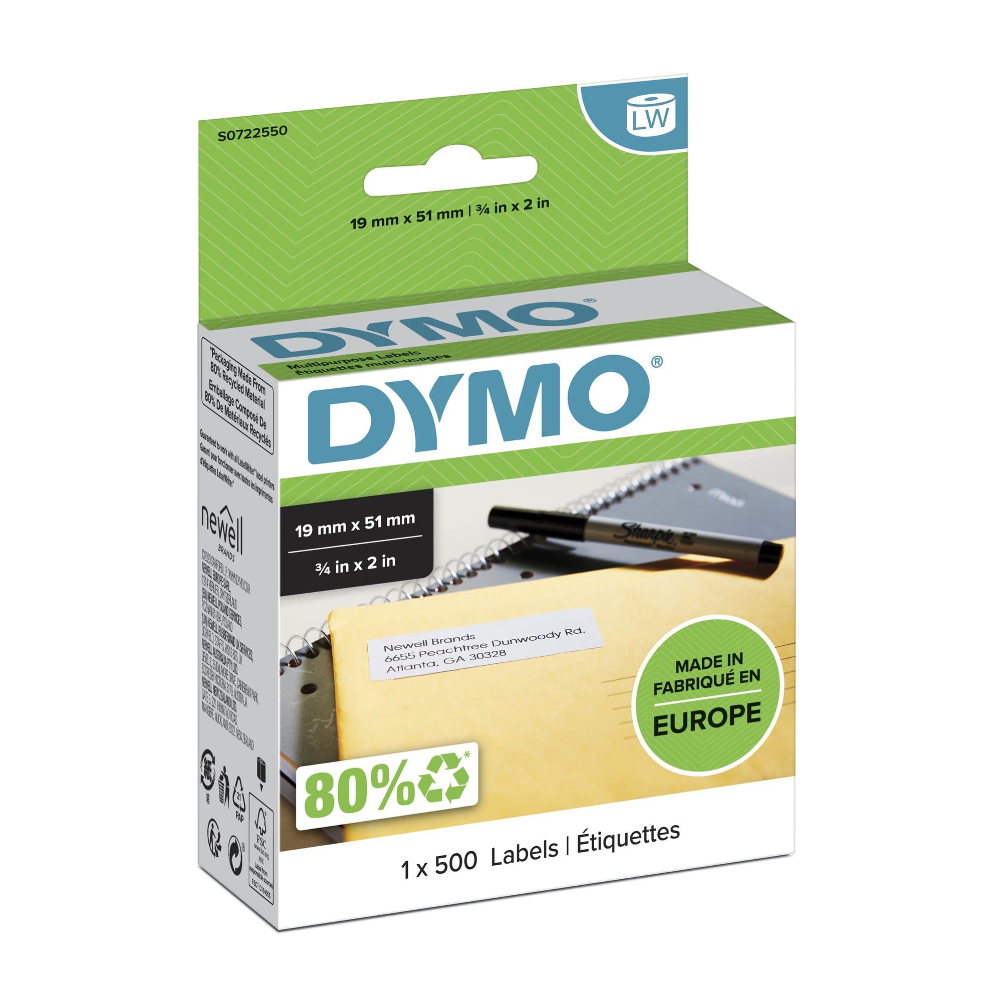 Dymo Dymo LW 19mm x 51mm White DYS0722550