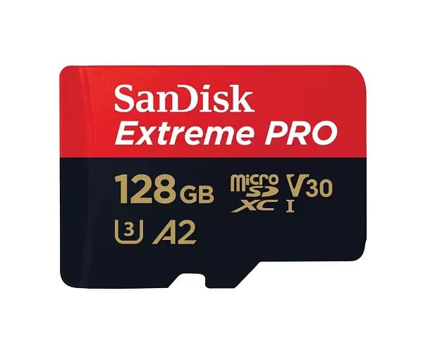 SanDisk Sandisk Extreme Pro Microsdxc Sqxcd 128GB V30 U3 C10 A2 Uhs-I 200MB/S R 90MB/S W 4X6 Sd Adaptor Lifetime Limited SDSQXCD-128G-GN6MA