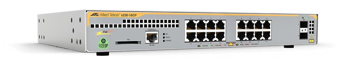 Allied Telesis Allied Telesis X230-18GP-40 L2+ Giga Switch, 16X 10/100/1000-T POE+, 2X SFP Ports, 1 X Fixed PSU, Au Power Cord AT-X230-18GP-40