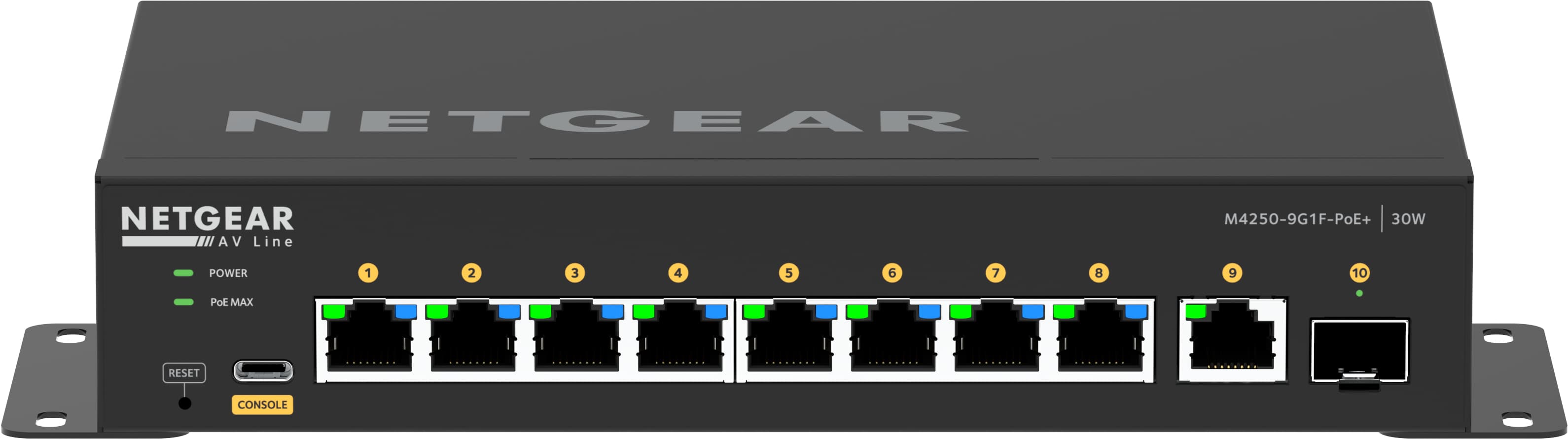 Netgear Netgear M4250-9G1F-POE+ Desktop Managed Switch 8X1G POE+ 110W 1X1G and 1XSFP Av Line (GSM4210PD) GSM4210PD-100AUS