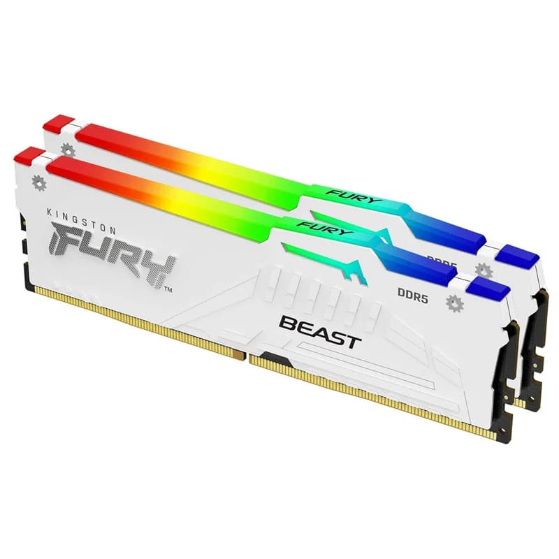 Kingston Kingston 32GB 6000MT/S DDR5 CL36 Dimm (Kit of 2) Fury Beast RGB White Expo KF560C36BWE2AK2-32