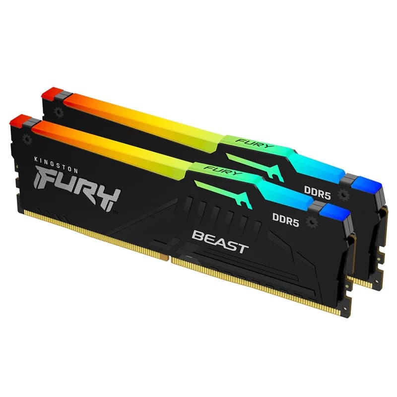 Kingston Kingston Fury Beast RGB 64 GB (2X32GB) DDR5-6000 CL30 Desktop Gaming Memory KF560C30BBEAK2-64
