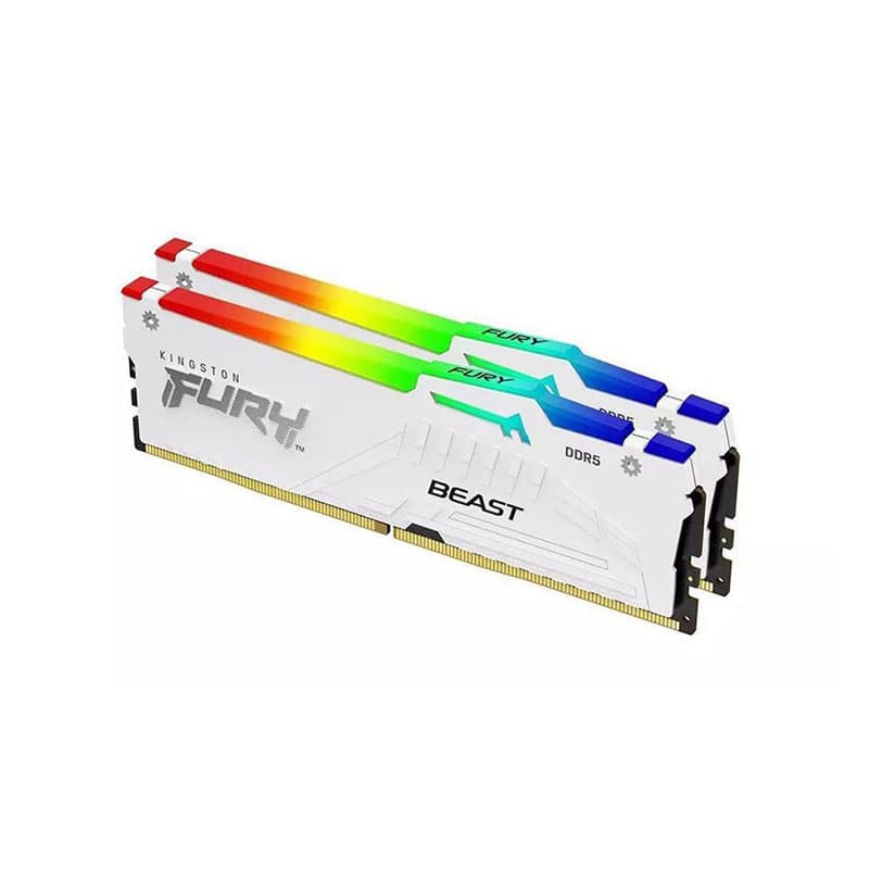 Kingston Kingston Fury Beast White RGB Expo 64GB(2X32GB) 6000MT/S DDR5 CL30 Dimm Desktop Gaming Memory KF560C30BWEAK2-64