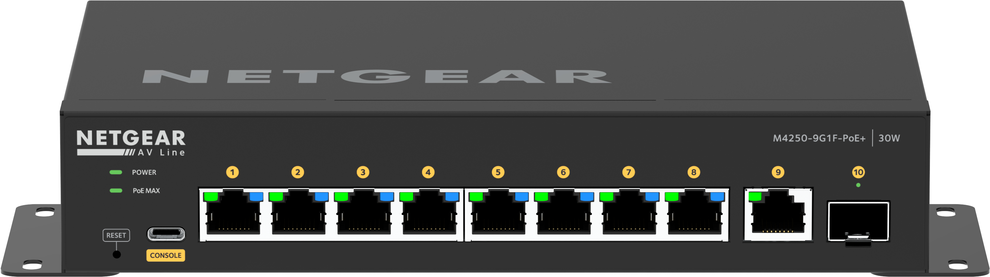 NETGEAR GSM4210PD-100AUS AV Line Managed Switch 8x1G PoE+ 1x1G 1xSFP (M4250-9G1F-PoE+) NETGEAR — view 2