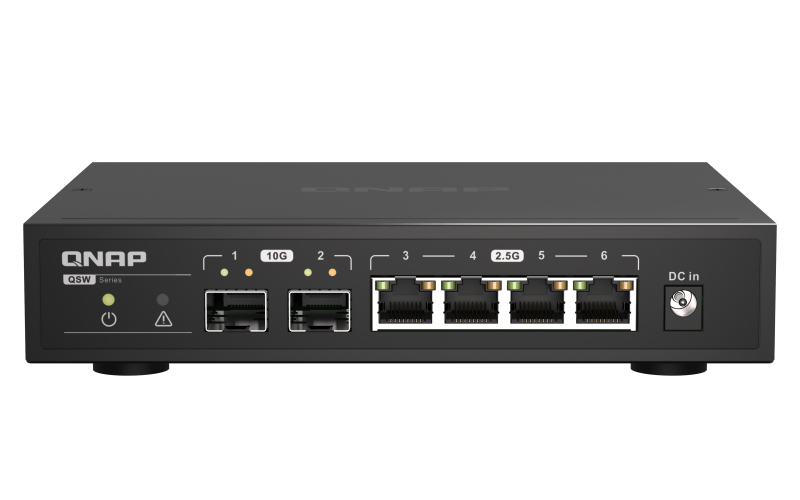 QNAP QSW-2104-2S 10Gb Ethernet Switch 2 x 10GbE SFP+ 4 x 1GbE/2.5GbE RJ45 ports QNAP — view 2
