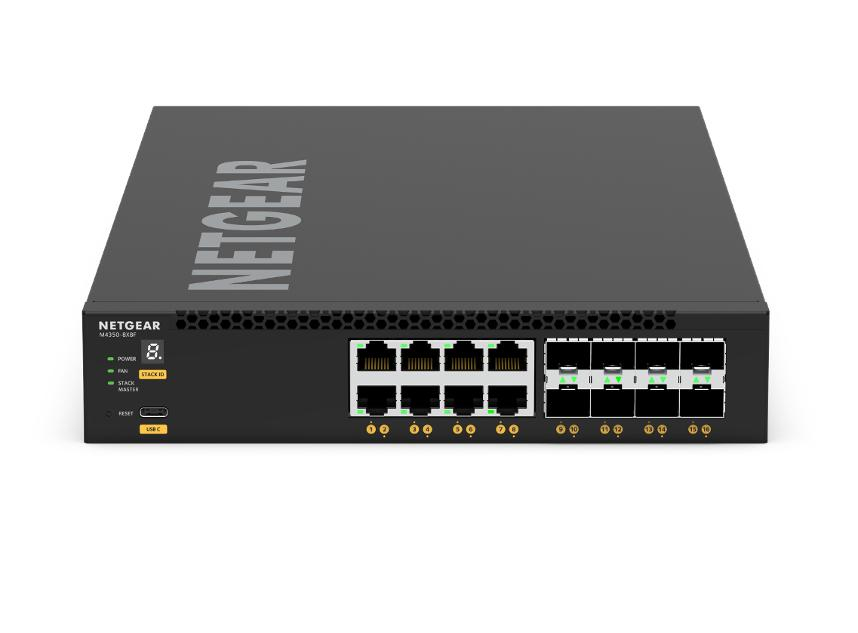 NETGEAR XSM4316-100AJS AV Line 16-Port 10GigE RJ45 / SFP+ Managed Switch 8x 10GigE SFP+ 8x 10GigE RJ45 NETGEAR — view 2