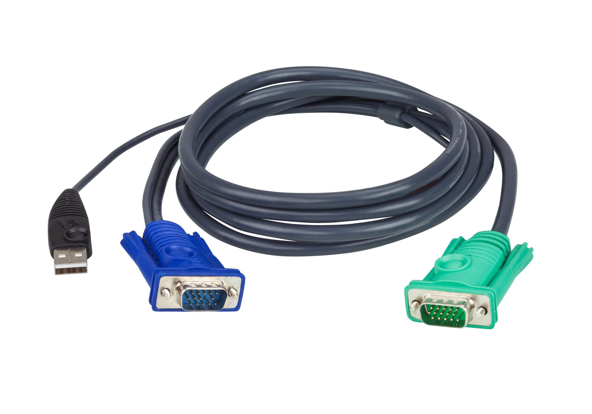 ATEN 1.2M 3IN1 VGA, USB CONSOLE KVM SPLIT CABLE HDB-15M TO SPHD-15M ATEN — view 2