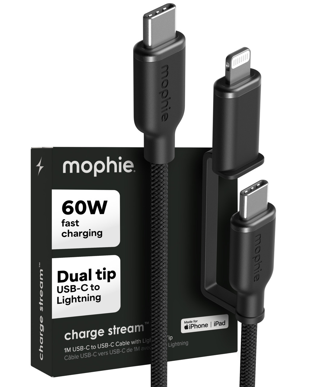 ZAGG mophie Chargestream switch tip cable, C-C-LTG, 1M Black ZAGG — view 2