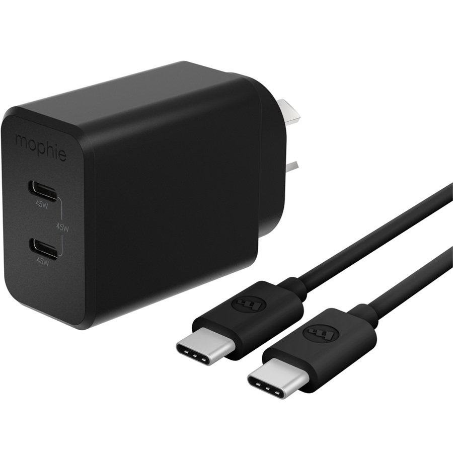ZAGG mophie essential 45W USB-C Wall Charger & C-C Cable Bundle, Power Delivery, 2C, Black ZAGG — view 2
