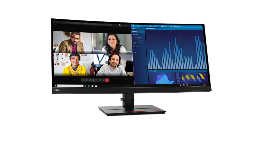 LENOVO P34W-20, 34" CURVED IPS WQHD (21:9), DP+HDMI+USB-C, USB HUB, TILT/SWIV/H-ADJ, 3YR LENOVO — view 2