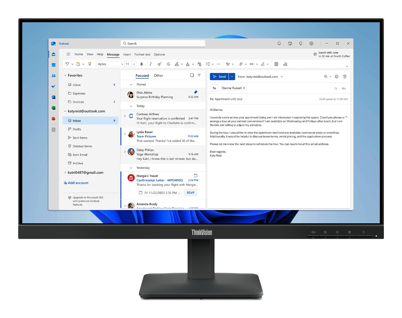 LENOVO S24-4E 23.8" FHD (16:9), 1920x1080, VGA+HDMI, TILT STAND, CABLES, 3YR LENOVO — view 2
