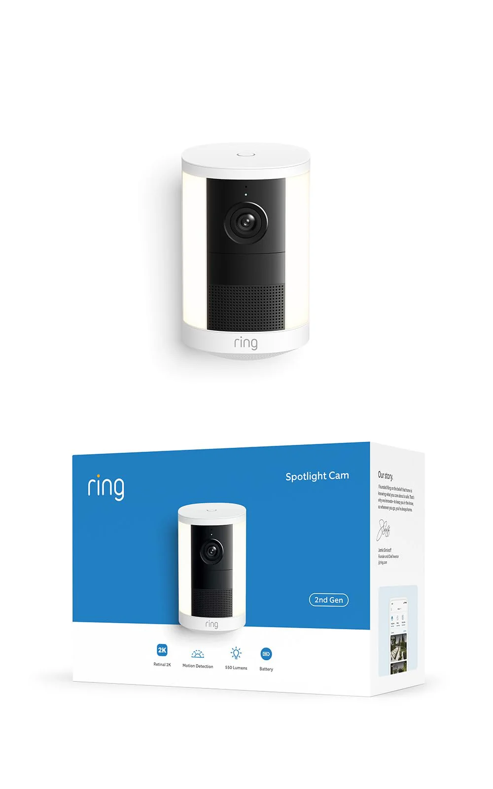 Ring Spotlight Camera (2nd Gen) 1pk - Battery - White RING — view 2