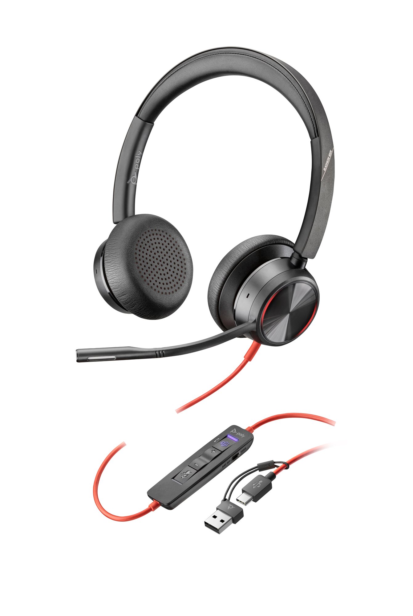 HP Poly Blackwire 8225 Stereo Microsoft Teams Certified USB-C Headset+USB-C/A Adptr HP — view 2
