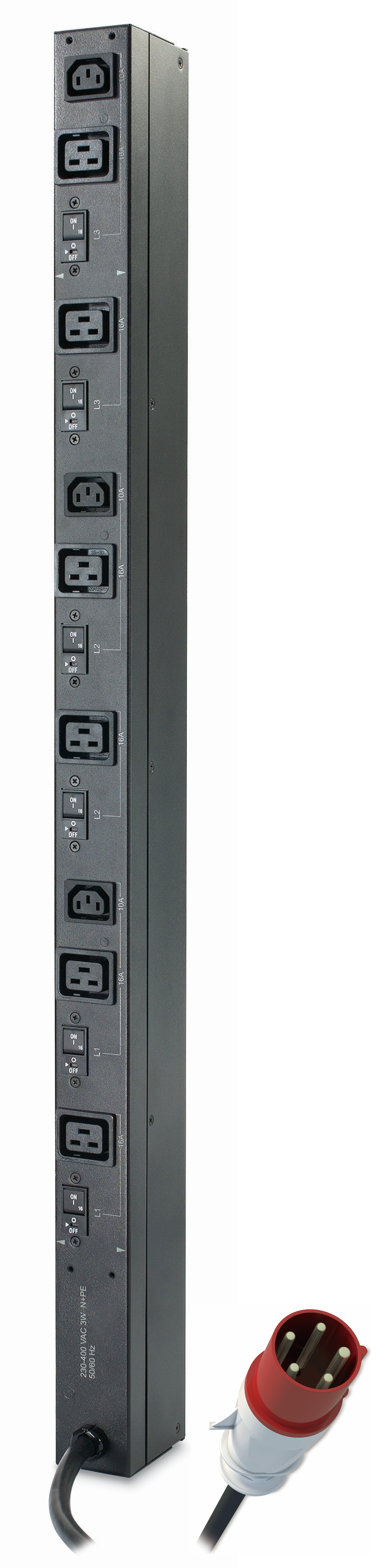 APC BASIC VERTICAL PDU, 400V 16A, 22KW, C19(6), C13(3), IEC-309, 2YR APC — view 2