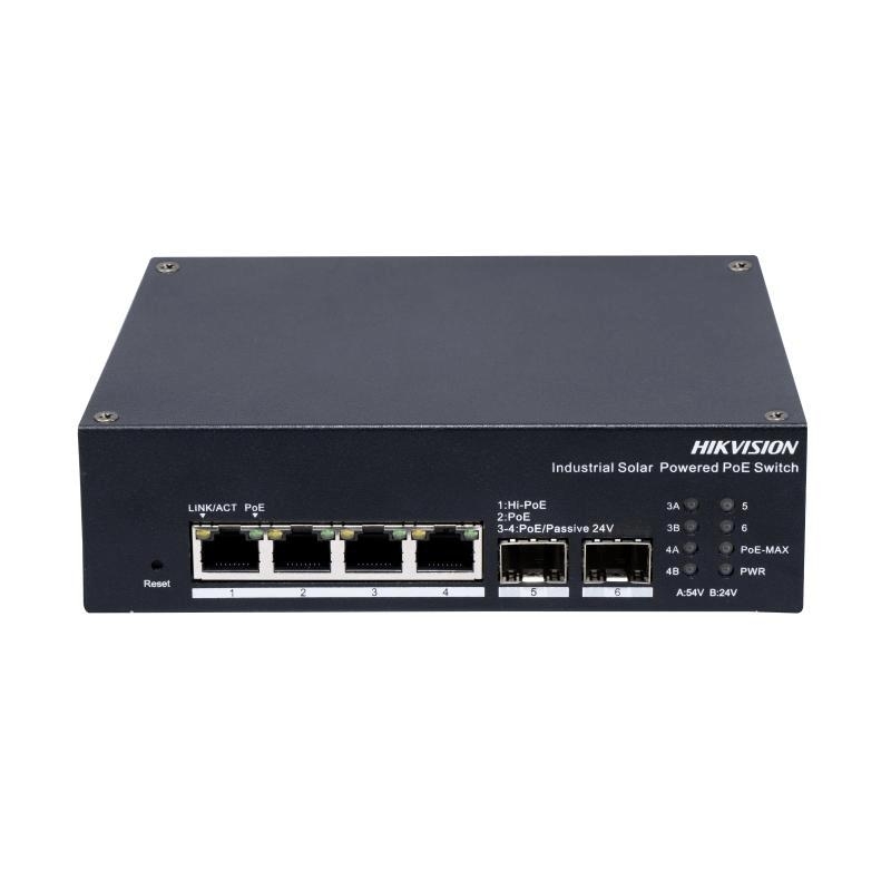 HIKVISION 4 PORT POE GB MANAGED INDUSTRIAL SWITCH - SOLAR HIKVISION — view 2