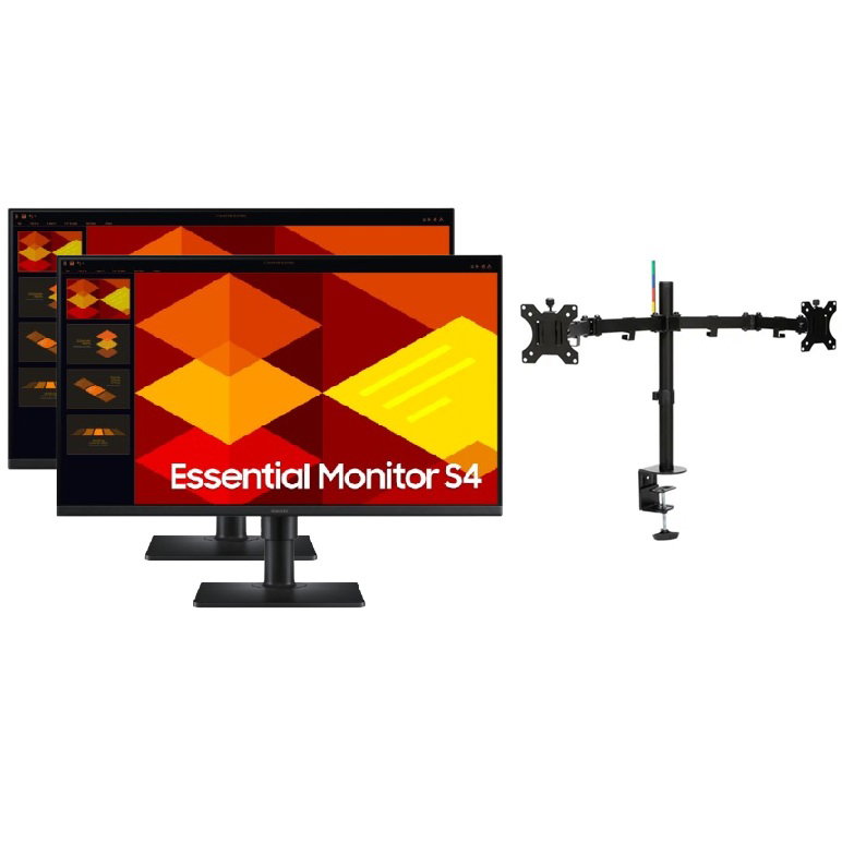 2x SAMSUNG S4 S402GD 27" (16:9) FHD IPS MONITOR, 100HZ, DP, HDMI + $20 DUAL MONITOR ARM SAMSUNG — view 1