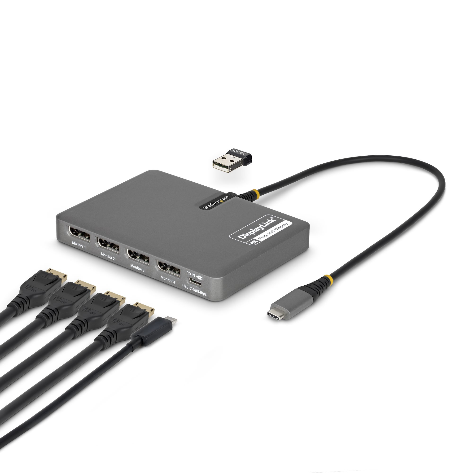 STARTECH.COM USB-C QUAD-MONITOR WORKSTATION ADAPTER 4K 60HZ DISPLAYPORT, 3 YR STARTECH — view 2