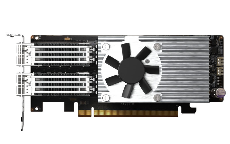 QNAP Dual-port QSFP28 100GbE network expansion card; low-profile form factor; PCIe Gen4 x1 QNAP — view 2