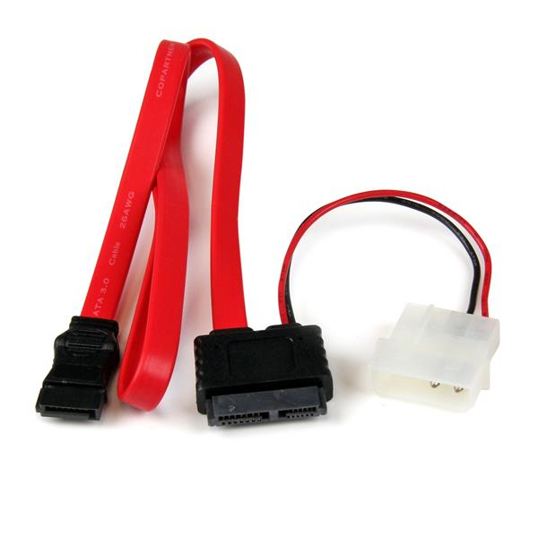 STARTECH.COM 20IN SLIMLINE SATA TO SATA W/ LP4 POWER CABLE ADAPTER, LTW STARTECH — view 1