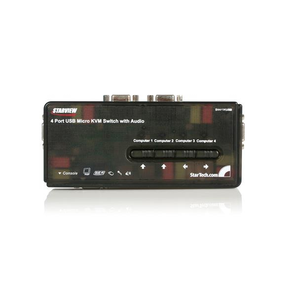 STARTECH.COM 4 PORT BLACK USB KVM SWITCH KIT WITH CABLES AND AUDIO, 2 YR STARTECH — view 2