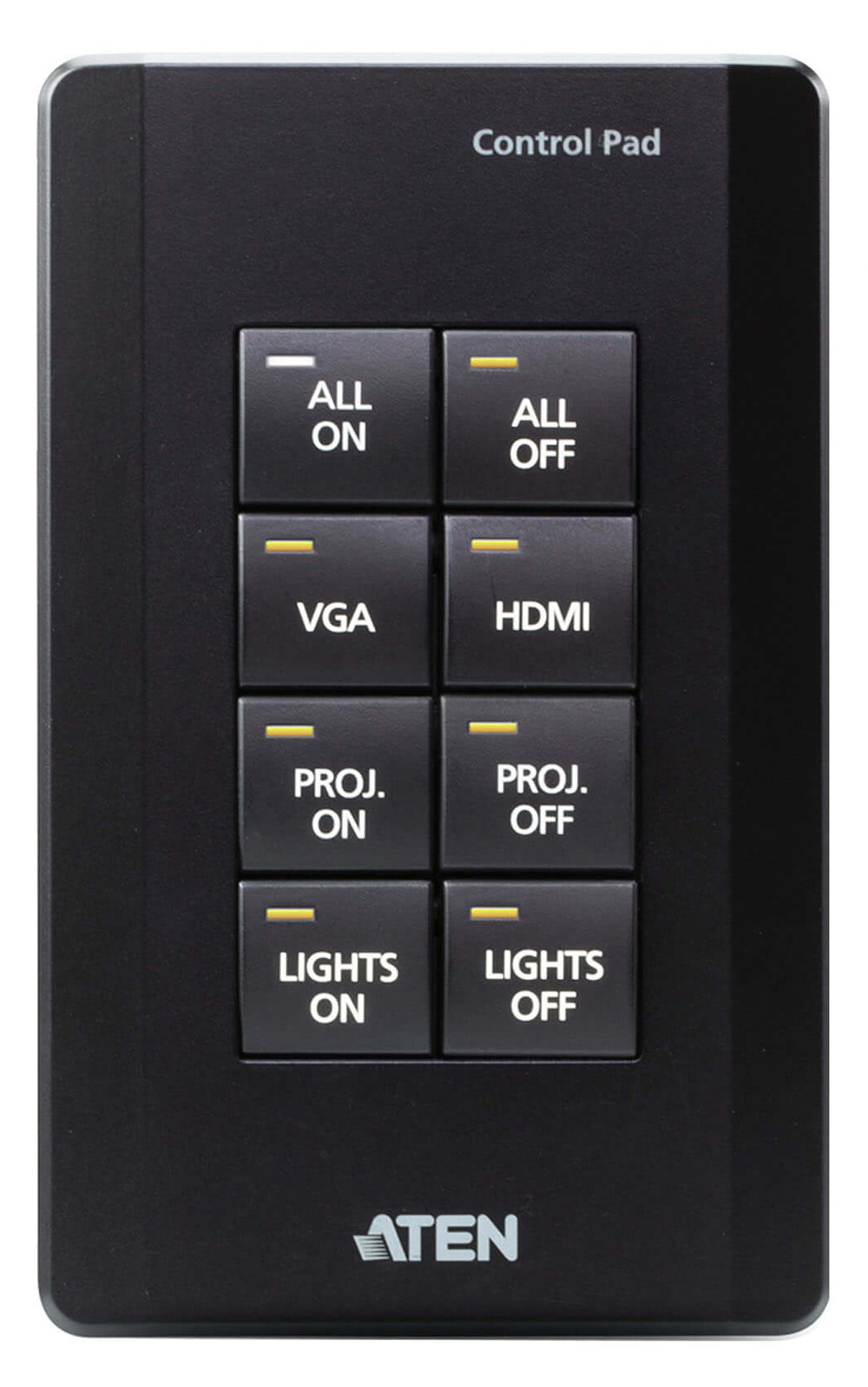 ATEN 8 BUTTON CONTROL PAD IN BLACK COLOR WITH 1 GANG US WALL PLATE ATEN — view 2